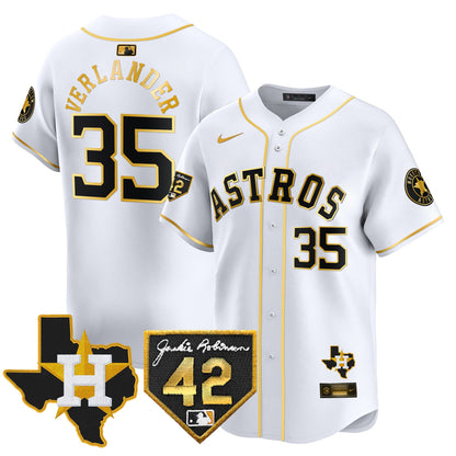 Men's Houston Astros 2024 Robinson & Texas Patch Vapor Premier Limited Jersey - All Stitched