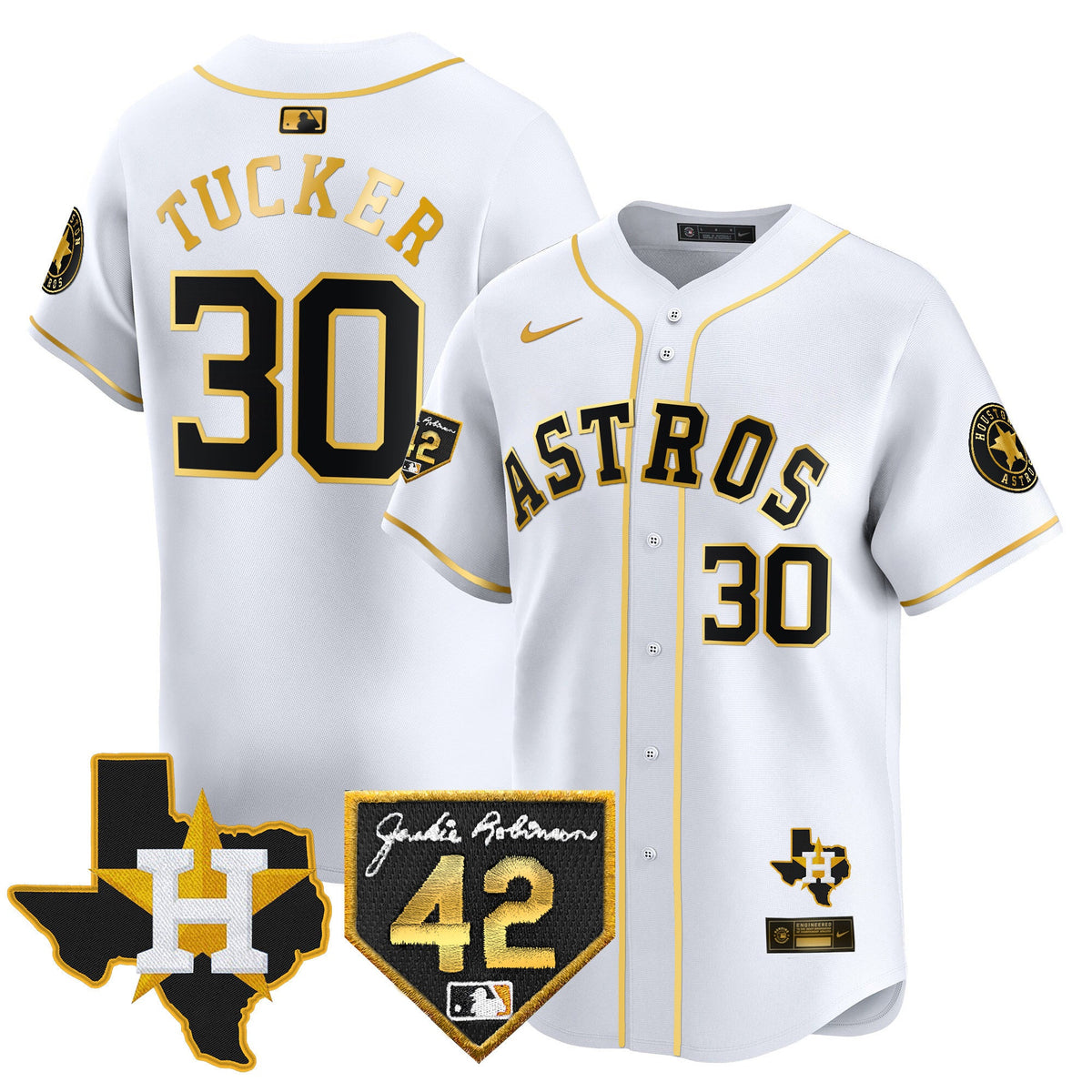 Men's Houston Astros 2024 Robinson & Texas Patch Vapor Premier Limited Jersey - All Stitched