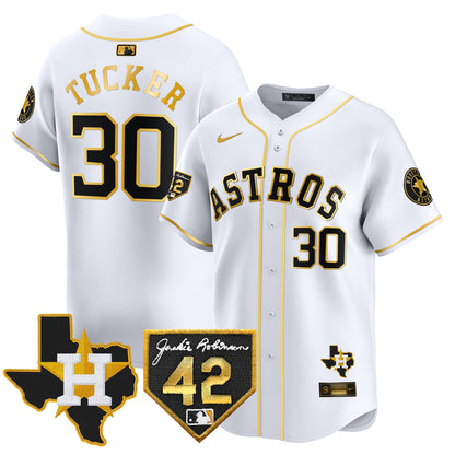 Men's Houston Astros 2024 Robinson & Texas Patch Vapor Premier Limited Jersey - All Stitched