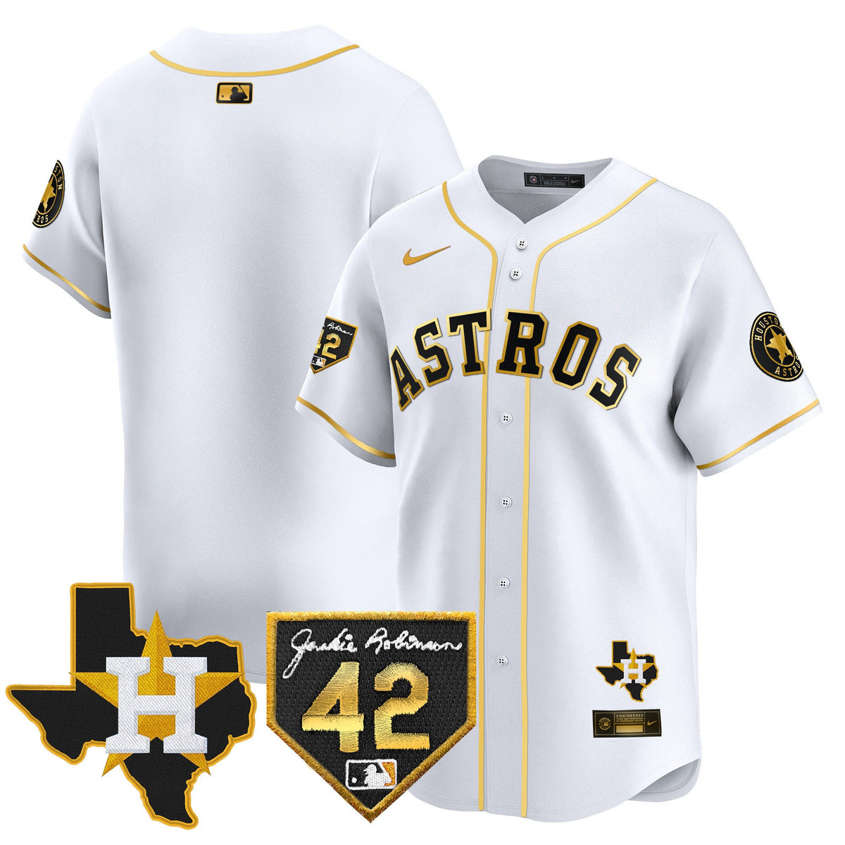 Men's Houston Astros 2024 Robinson & Texas Patch Vapor Premier Limited Jersey - All Stitched