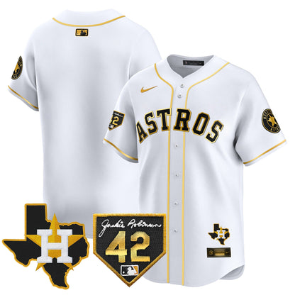 Men's Houston Astros 2024 Robinson & Texas Patch Vapor Premier Limited Jersey - All Stitched