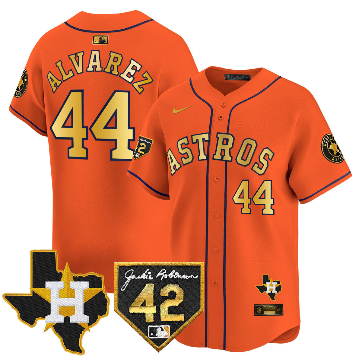 Men's Houston Astros 2024 Robinson & Texas Patch Vapor Premier Limited Jersey - All Stitched