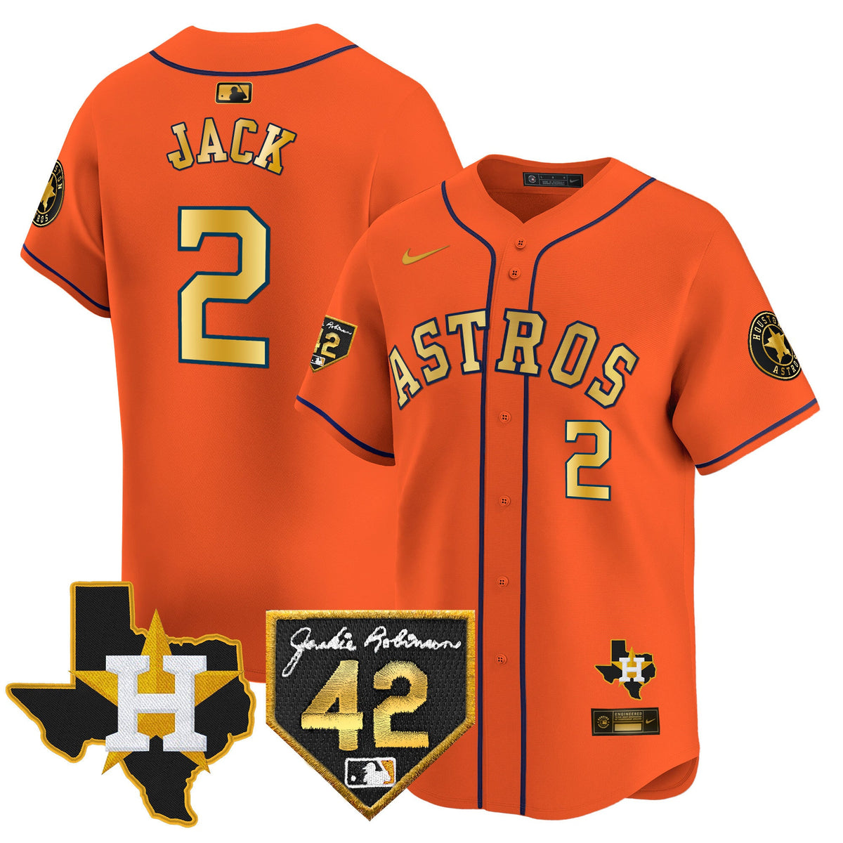 Men's Houston Astros 2024 Robinson & Texas Patch Vapor Premier Limited Jersey - All Stitched