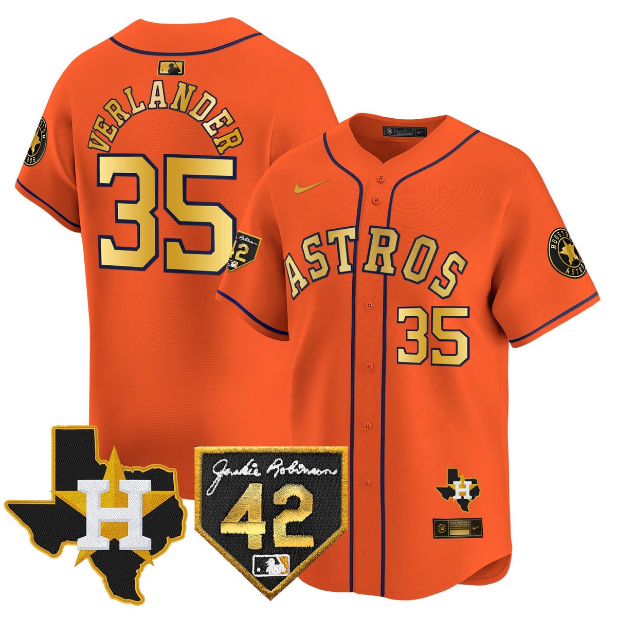 Men's Houston Astros 2024 Robinson & Texas Patch Vapor Premier Limited Jersey - All Stitched