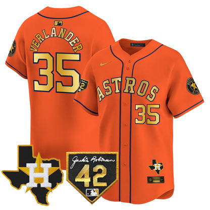 Men's Houston Astros 2024 Robinson & Texas Patch Vapor Premier Limited Jersey - All Stitched