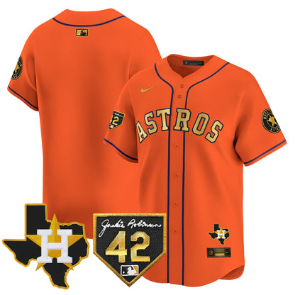 Men's Houston Astros 2024 Robinson & Texas Patch Vapor Premier Limited Jersey - All Stitched