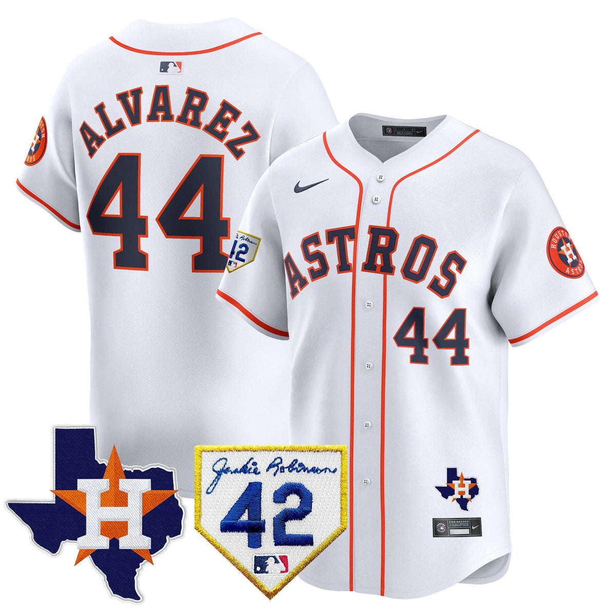 Men's Houston Astros 2024 Robinson & Texas Patch Vapor Premier Limited Jersey - All Stitched
