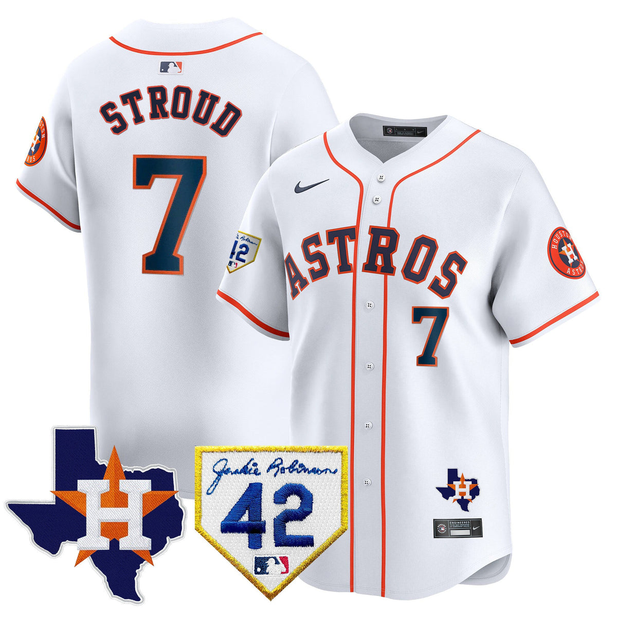 Men's Houston Astros 2024 Robinson & Texas Patch Vapor Premier Limited Jersey - All Stitched