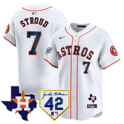 Men's Houston Astros 2024 Robinson & Texas Patch Vapor Premier Limited Jersey - All Stitched