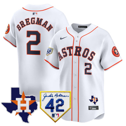 Men's Houston Astros 2024 Robinson & Texas Patch Vapor Premier Limited Jersey - All Stitched