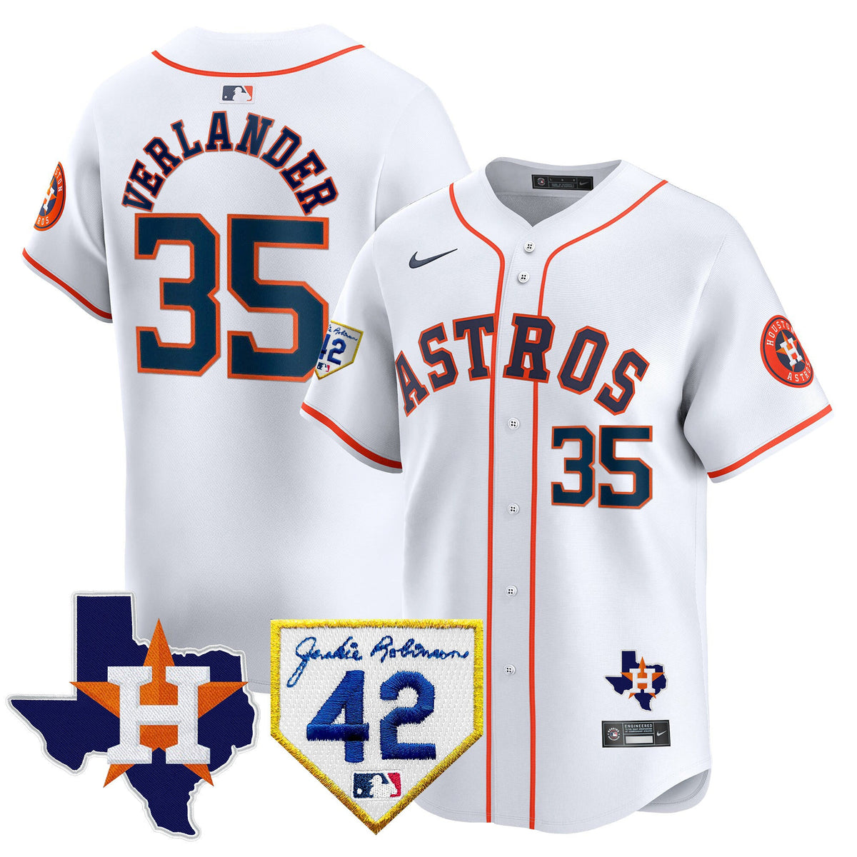 Men's Houston Astros 2024 Robinson & Texas Patch Vapor Premier Limited Jersey - All Stitched
