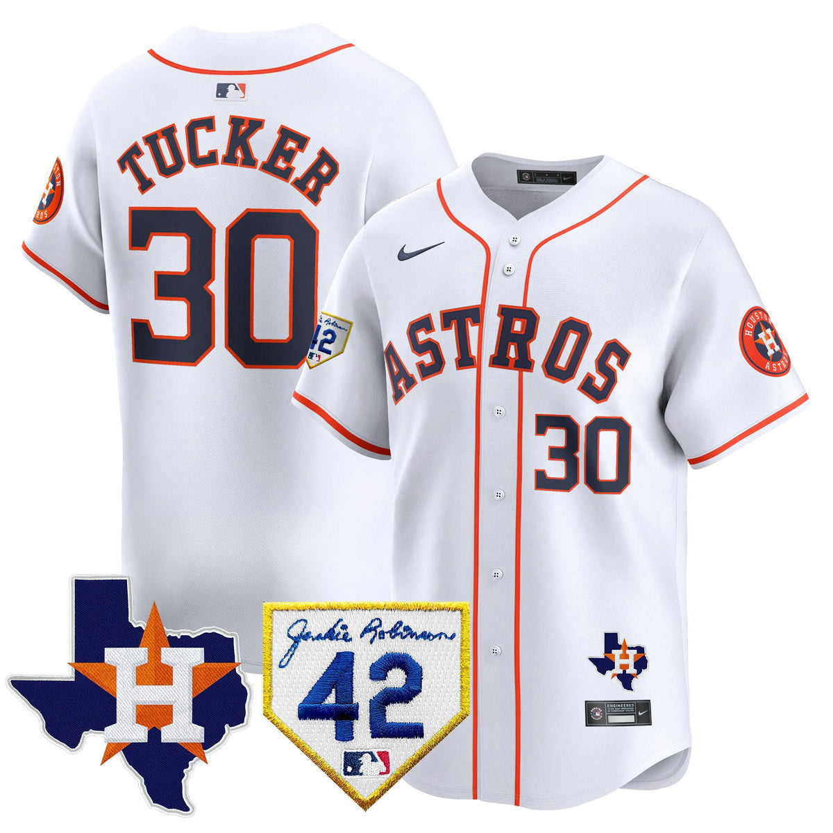 Men's Houston Astros 2024 Robinson & Texas Patch Vapor Premier Limited Jersey - All Stitched