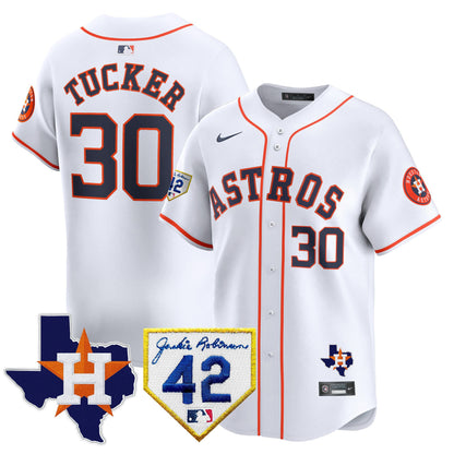 Men's Houston Astros 2024 Robinson & Texas Patch Vapor Premier Limited Jersey - All Stitched