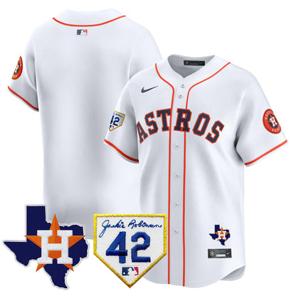 Men's Houston Astros 2024 Robinson & Texas Patch Vapor Premier Limited Jersey - All Stitched