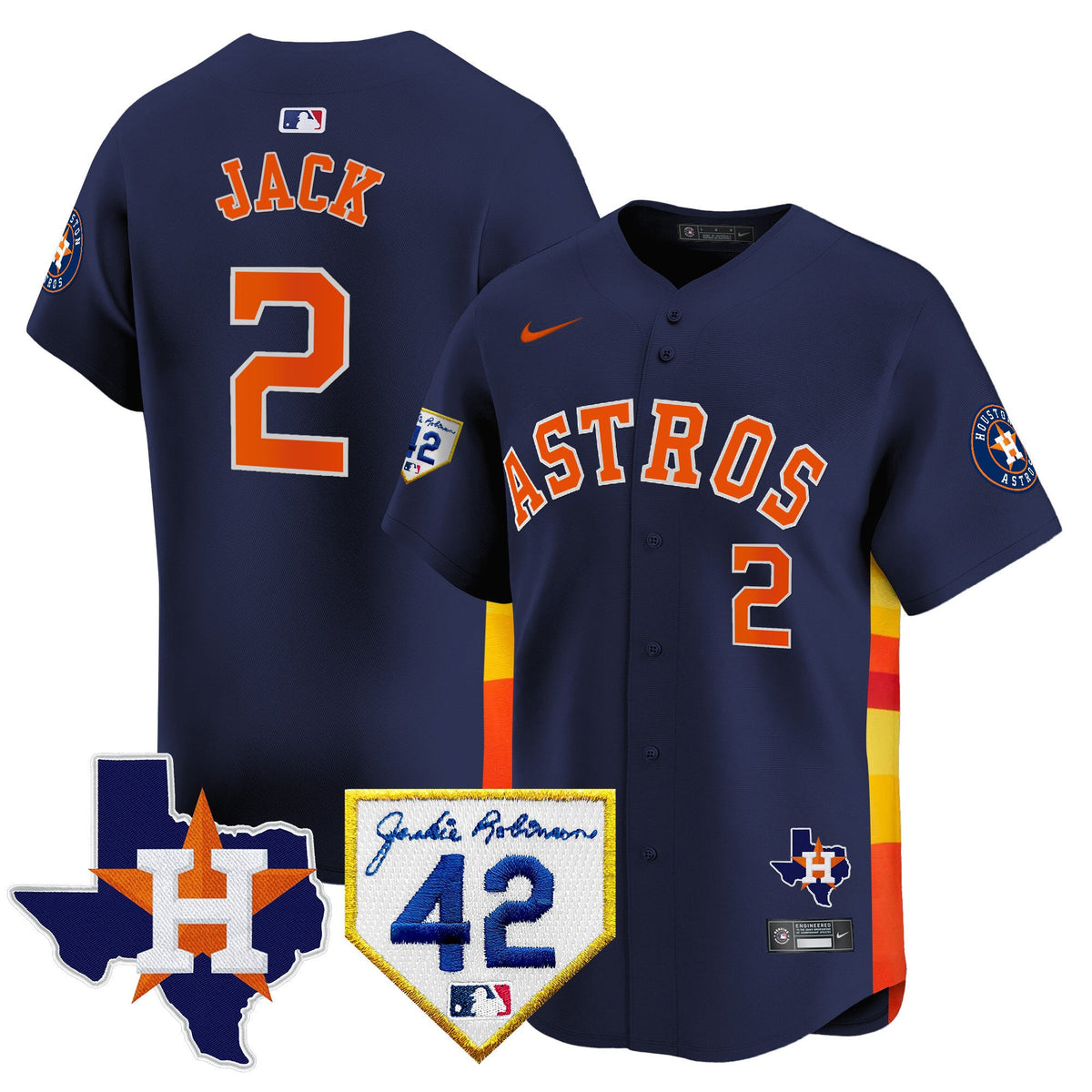 Men's Houston Astros 2024 Robinson & Texas Patch Vapor Premier Limited Jersey - All Stitched