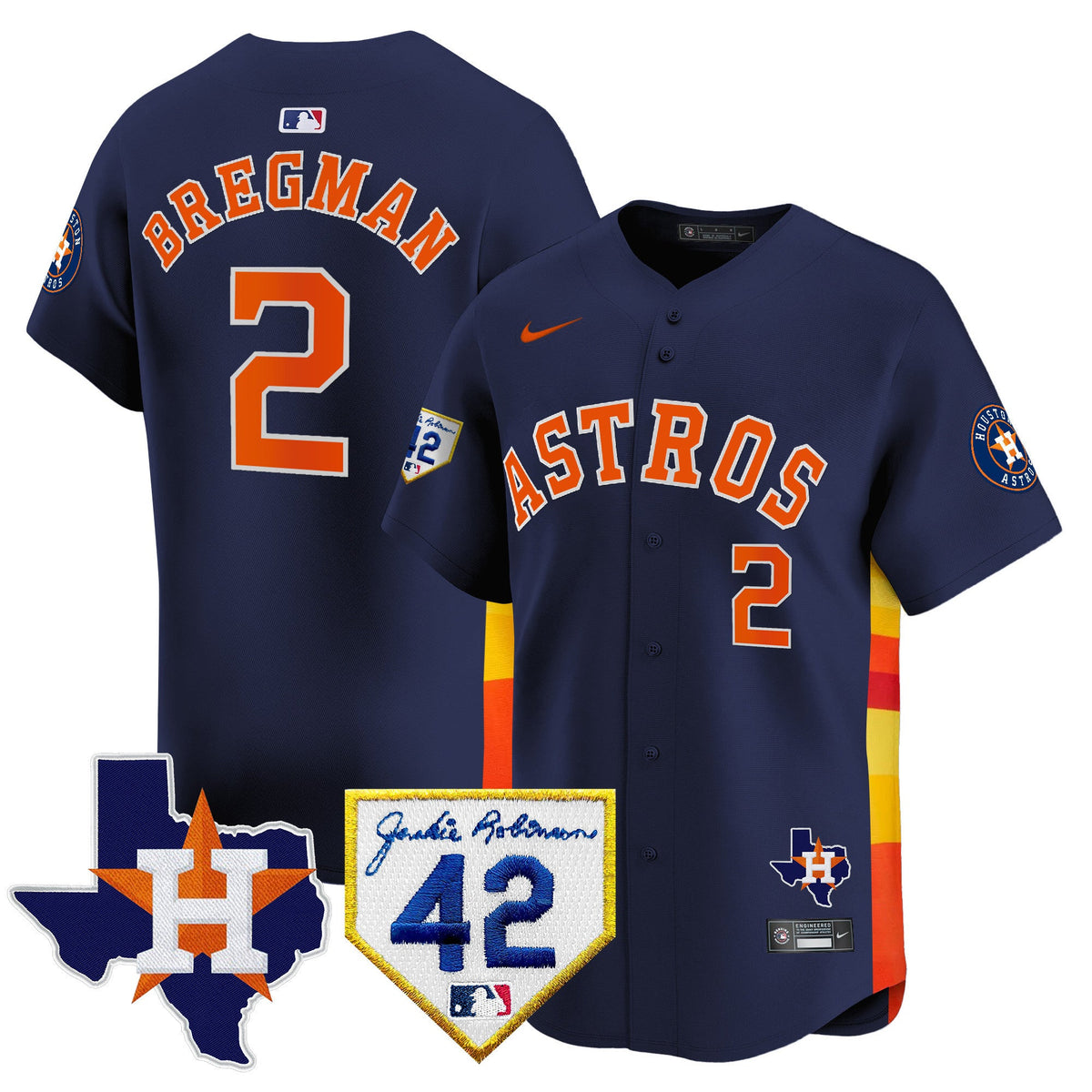 Men's Houston Astros 2024 Robinson & Texas Patch Vapor Premier Limited Jersey - All Stitched
