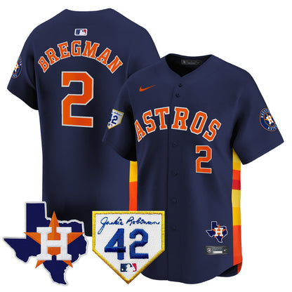 Men's Houston Astros 2024 Robinson & Texas Patch Vapor Premier Limited Jersey - All Stitched