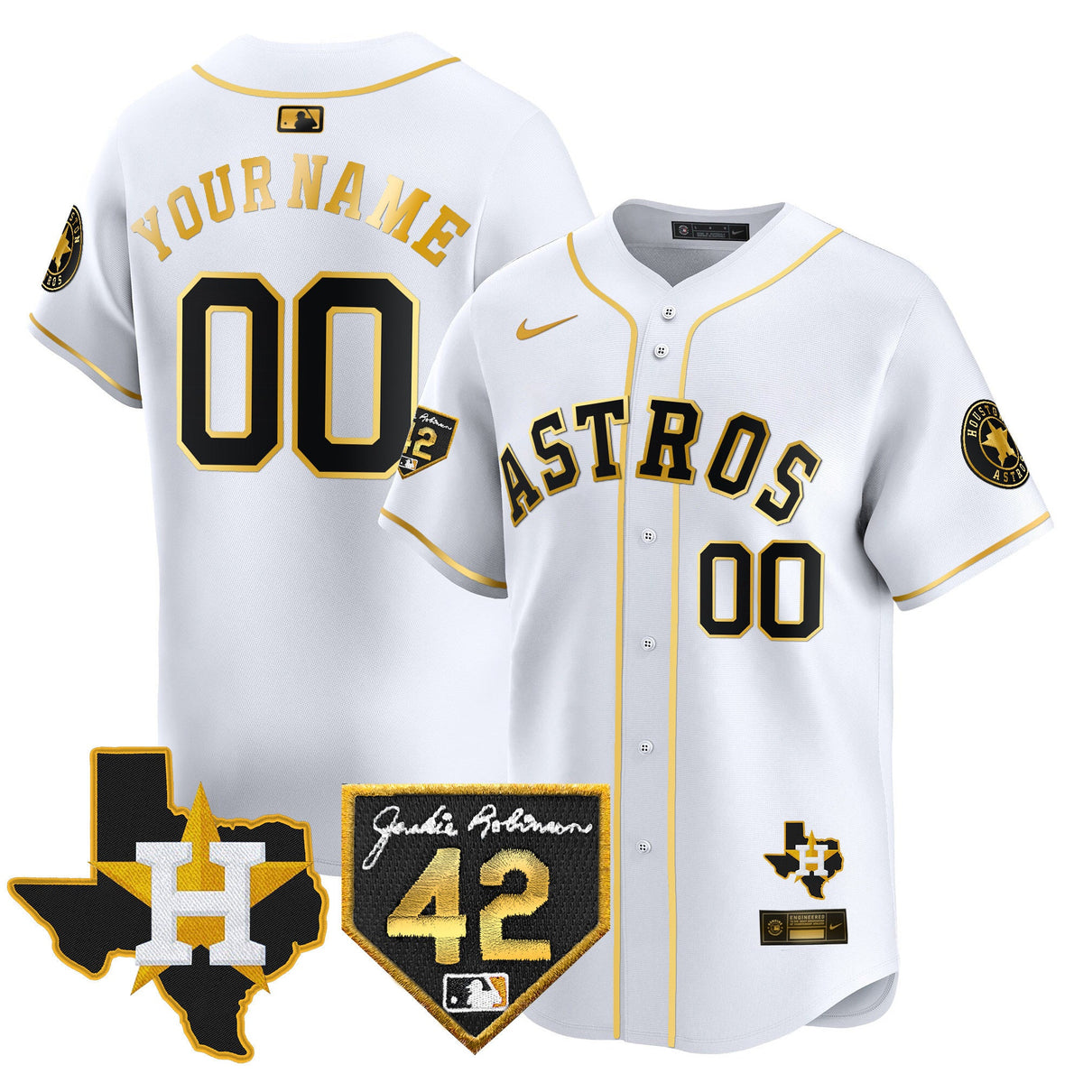 Houston Astros 2024 Robinson & Texas Patch Vapor Premier Limited Custom Jersey - All Stitched