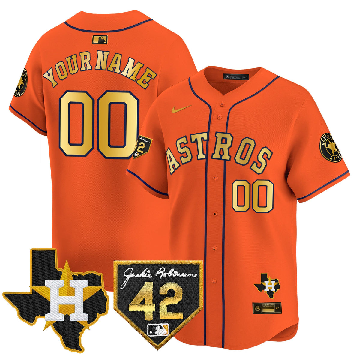 Houston Astros 2024 Robinson & Texas Patch Vapor Premier Limited Custom Jersey - All Stitched
