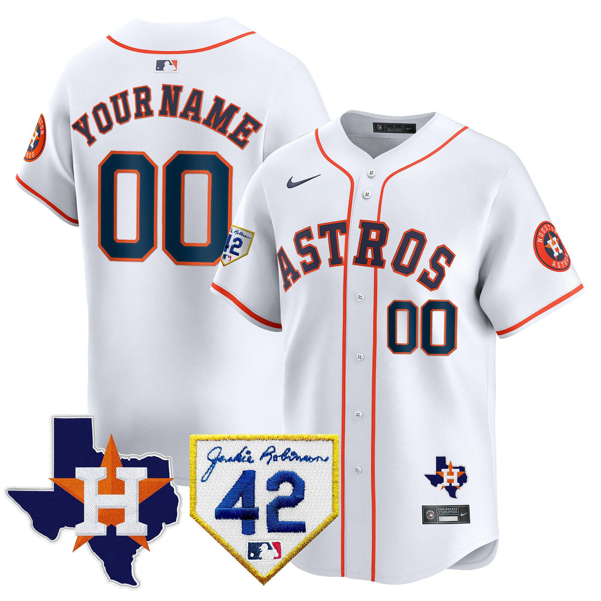 Houston Astros 2024 Robinson & Texas Patch Vapor Premier Limited Custom Jersey - All Stitched