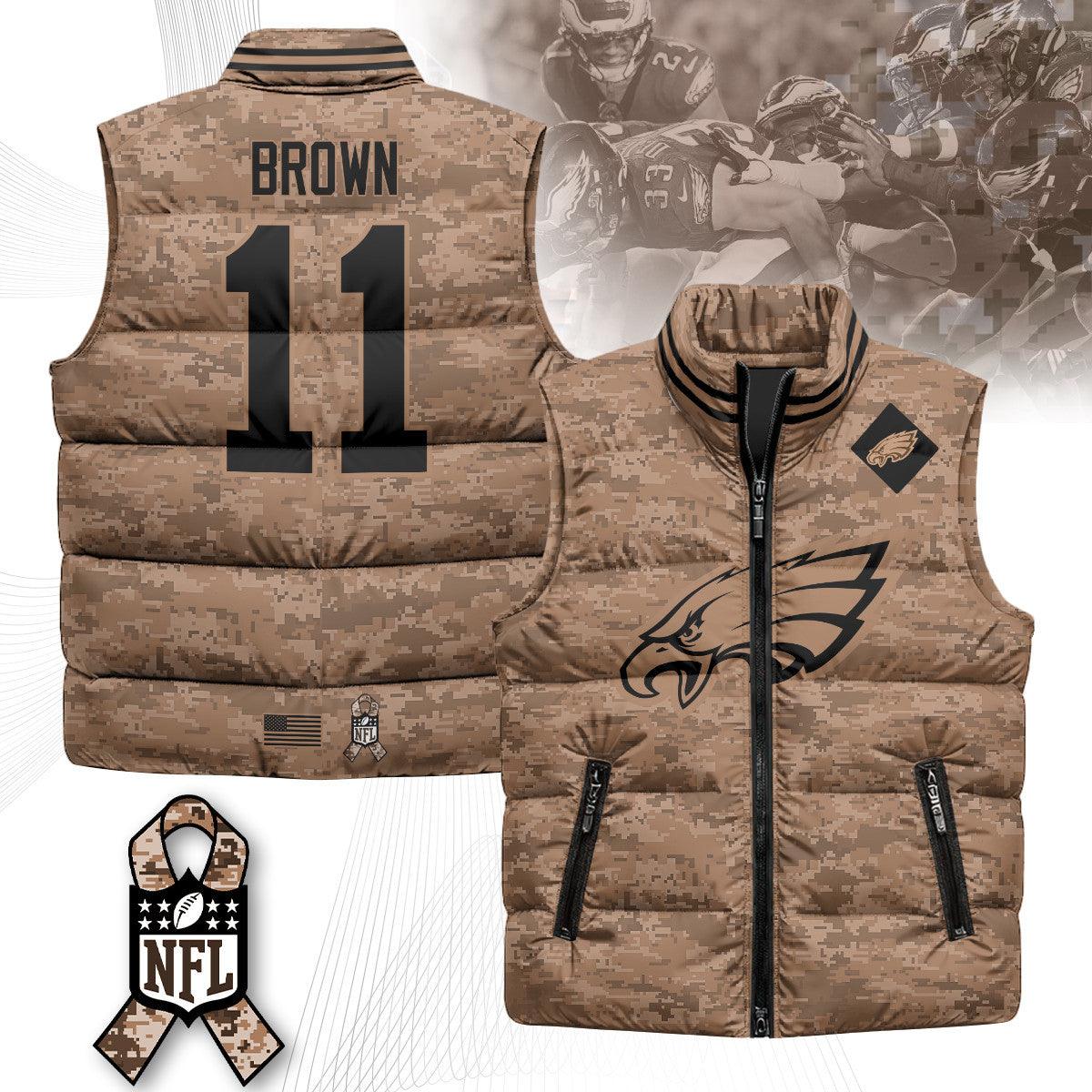 Philadelphia Eagles Salute To Service Puffer Vest