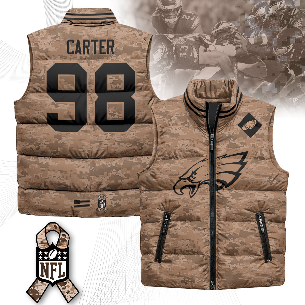 Philadelphia Eagles Salute To Service Puffer Vest