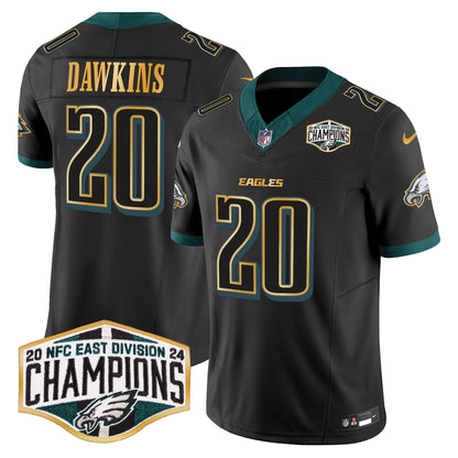 Eagles 2024 NFC East Division Champions Gold Trim Vapor Limited Jersey - Stitched