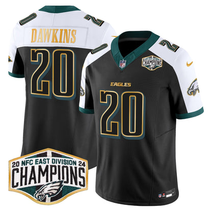 Eagles 2024 NFC East Division Champions Gold Trim Vapor Limited Jersey - Stitched