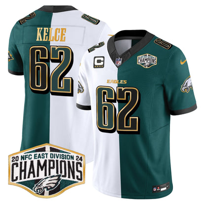 Eagles 2024 NFC East Division Champions Gold Trim Vapor Limited Jersey - Stitched