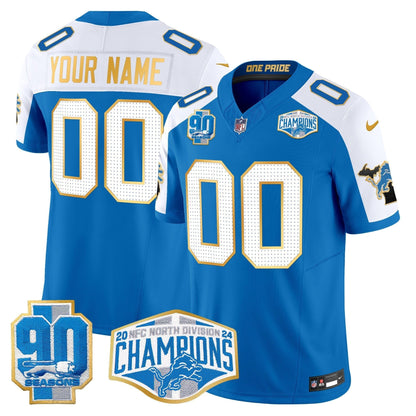 DET 2024 NFC North Division Champions Patch Gold Trim Vapor Limited Custom Jersey - Stitched