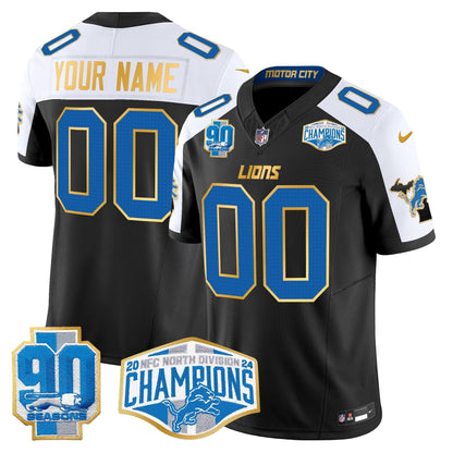 DET 2024 NFC North Division Champions Patch Gold Trim Vapor Limited Custom Jersey - Stitched
