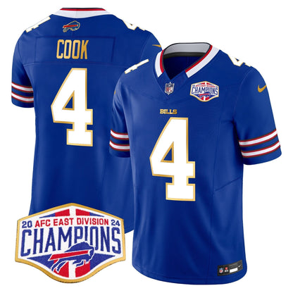 Bills 2024 AFC East Division Champions Gold Trim Vapor Limited Jersey - Stitched