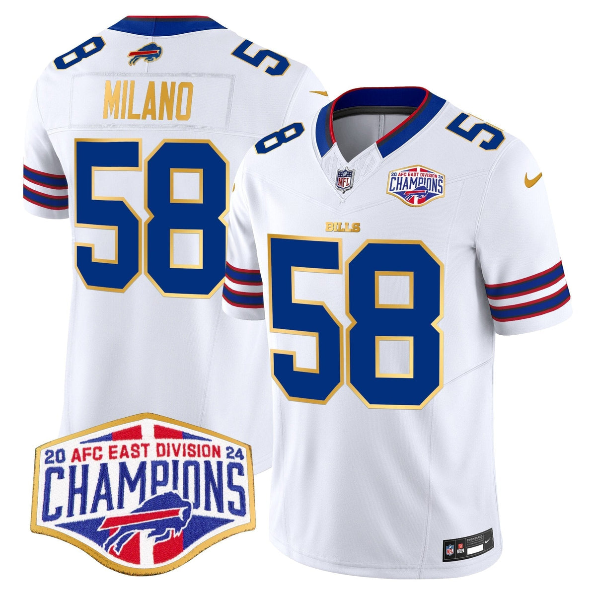 Bills 2024 AFC East Division Champions Gold Trim Vapor Limited Jersey - Stitched