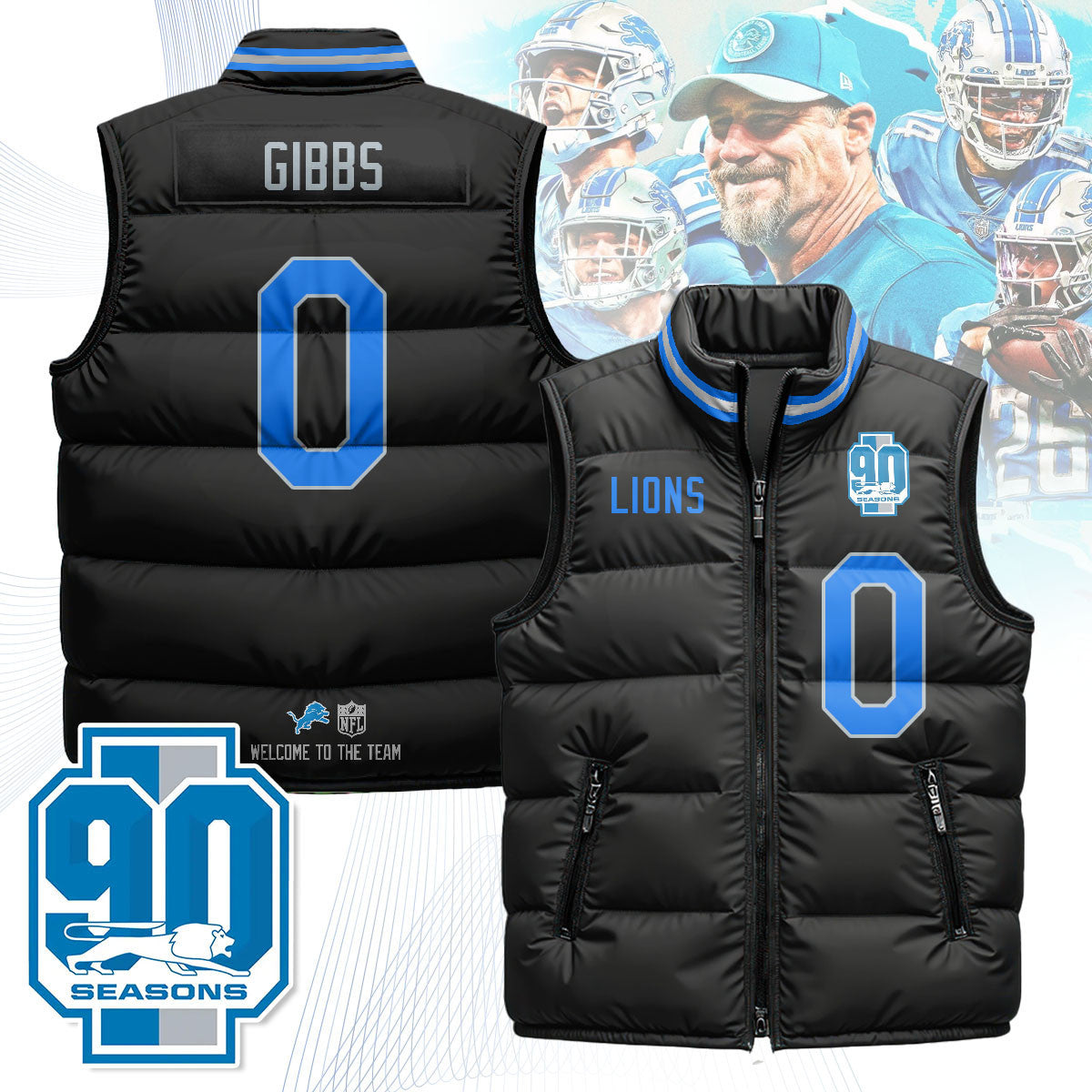 Detroit Lions Unisex Puffer Vest
