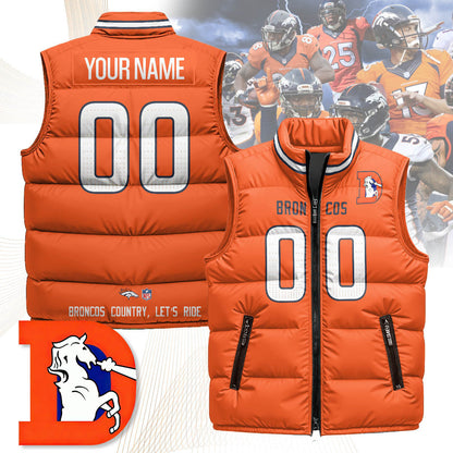 Custom Denver Broncos Unisex Puffer Vest