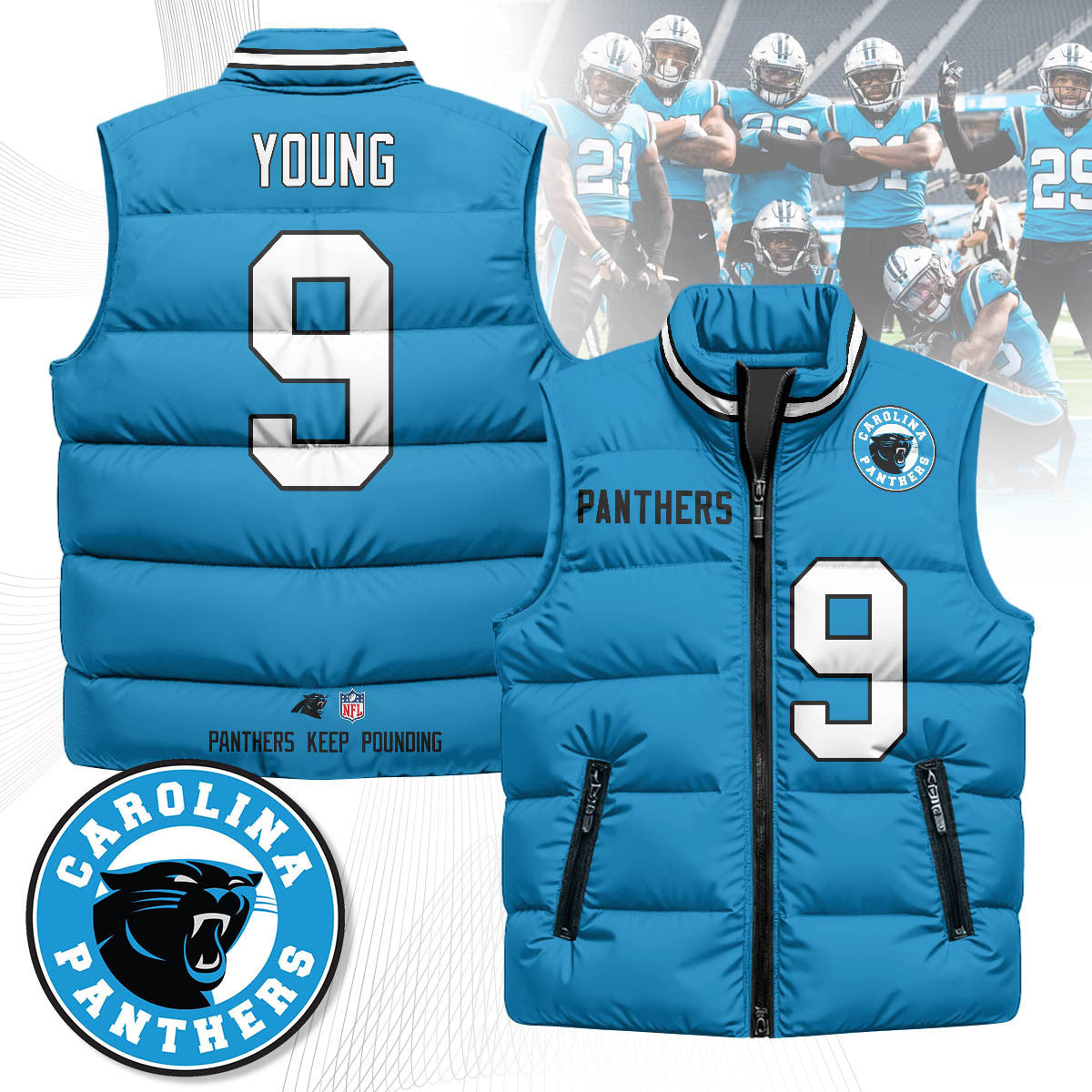 Carolina Panthers Unisex Puffer Vest