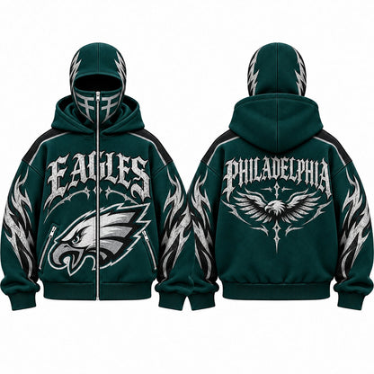 PHI Gothic Style Mask Zip Up Hoodie - Printed V2