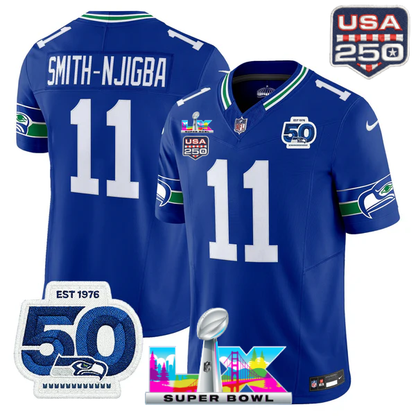 SEA Super Bowl LX - 50th Anniversary Patch Gold Vapor Limited Jersey N6 - Stitched