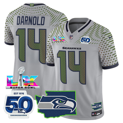 SEA Super Bowl LX - 50th Anniversary Patch Vapor Limited Jersey N88 - Stitched