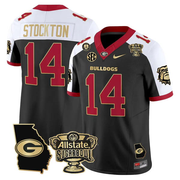 UGA 2025 Sugar Bowl & Georgia Map Patch Vapor Limited Jersey N2 - Stitched