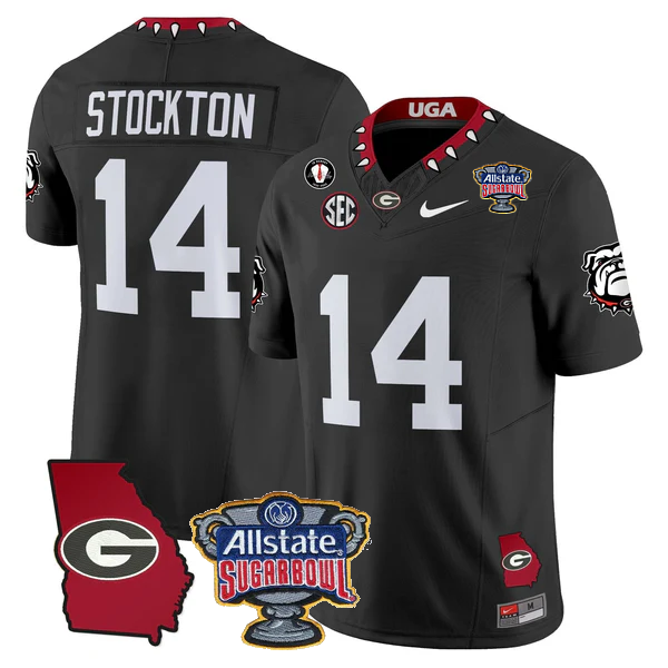 UGA 2025 Sugar Bowl & Georgia Map Patch Vapor Limited Jersey N2 - Stitched