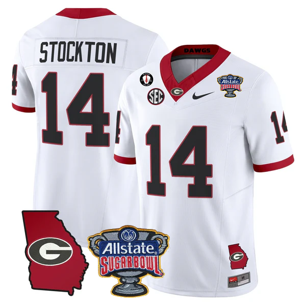 UGA 2025 Sugar Bowl & Georgia Map Patch Vapor Limited Jersey N2 - Stitched