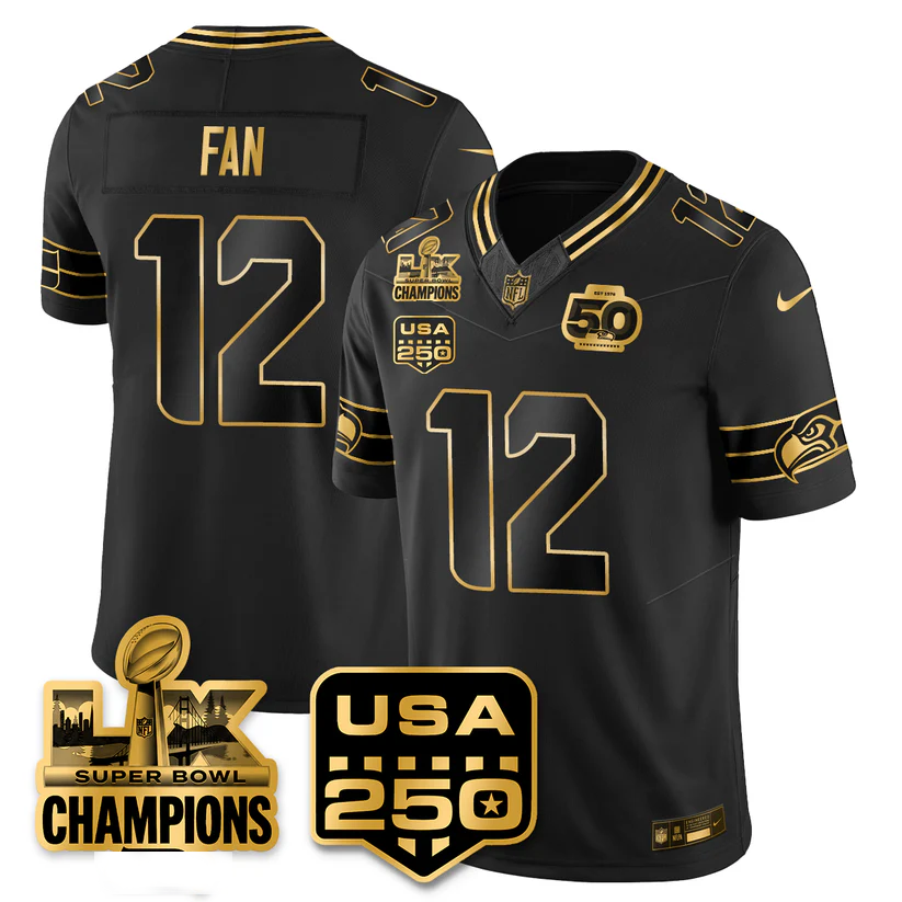SEA Super Bowl LX - 50th Anniversary Patch Gold Vapor Limited Jersey N6 - Stitched