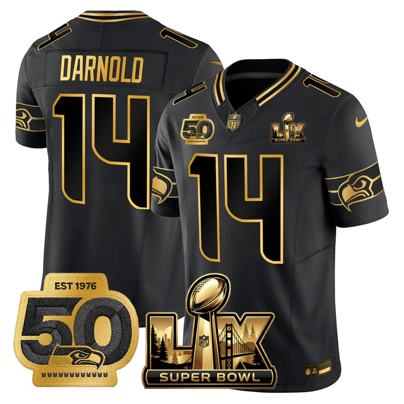 SEA Super Bowl LX - 50th Anniversary Patch Gold Vapor Limited Jersey N5 - Stitched