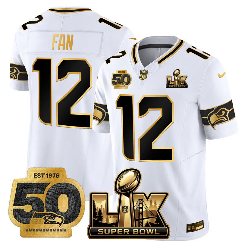 SEA Super Bowl LX - 50th Anniversary Patch Gold Vapor Limited Jersey N5 - Stitched
