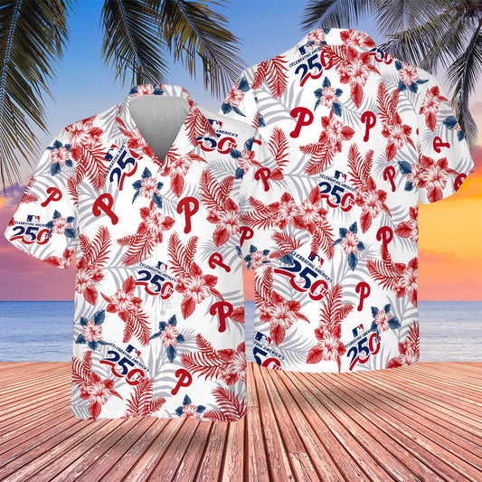 Philadelphia Phillies Special Semiquincentennial Hawaiian Design Button Shirt