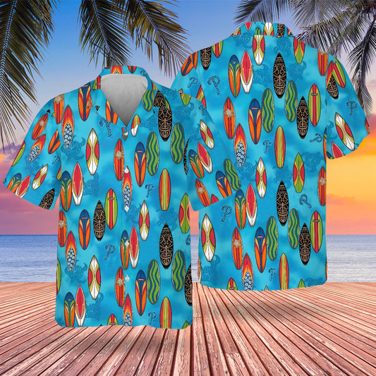 PHI Surfing Hawaiian Design Button Shirt