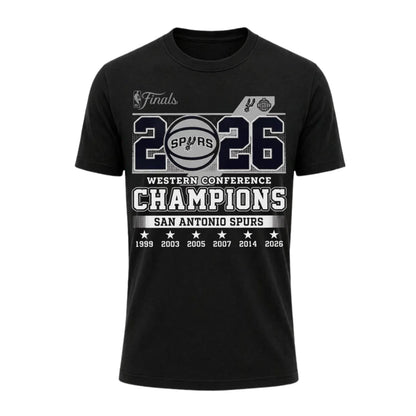 San Antonio Spurs 2026 Western Conference Champions Black Printed T-Shirt