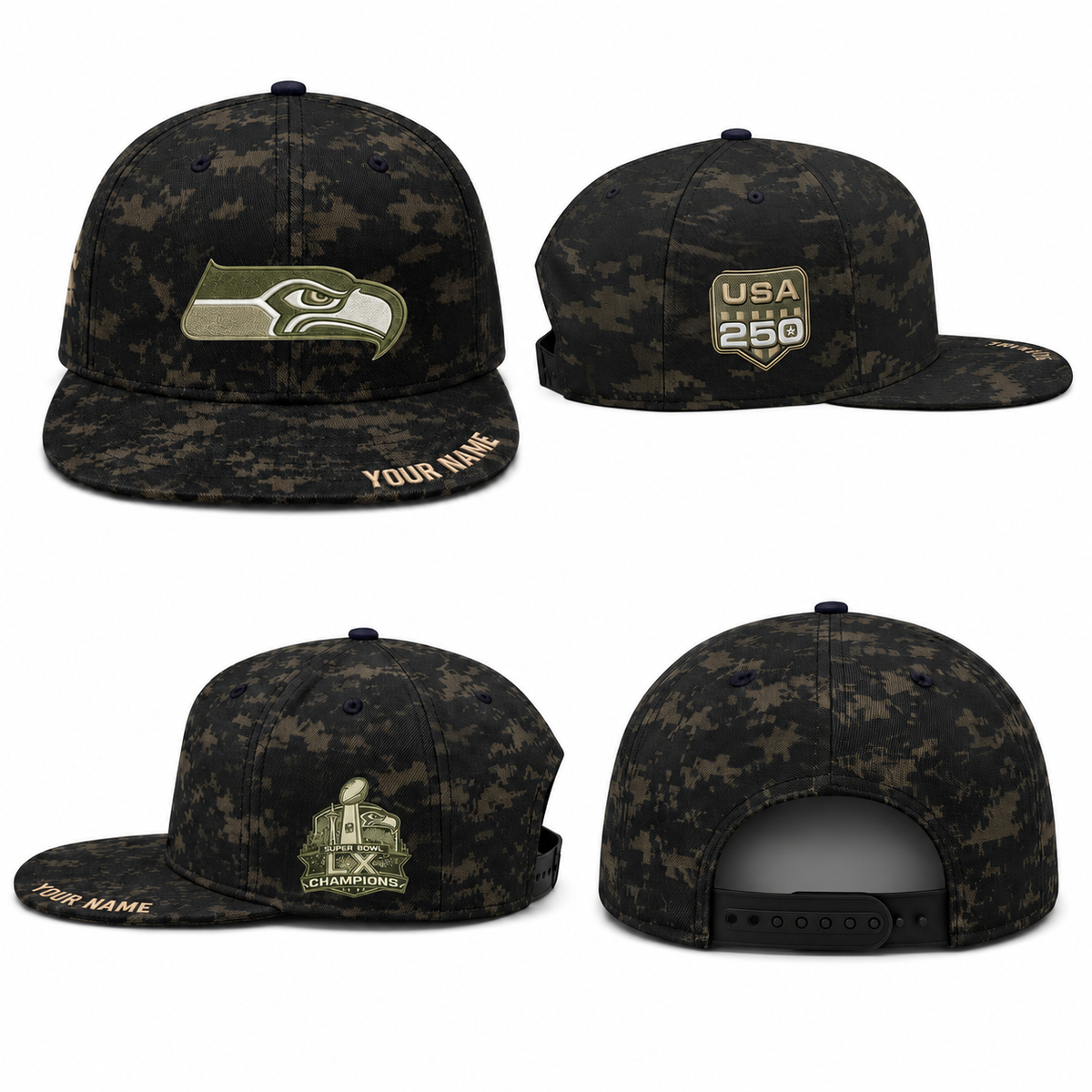 SEA Salute To Service Personalized Snapback Cap - Printed