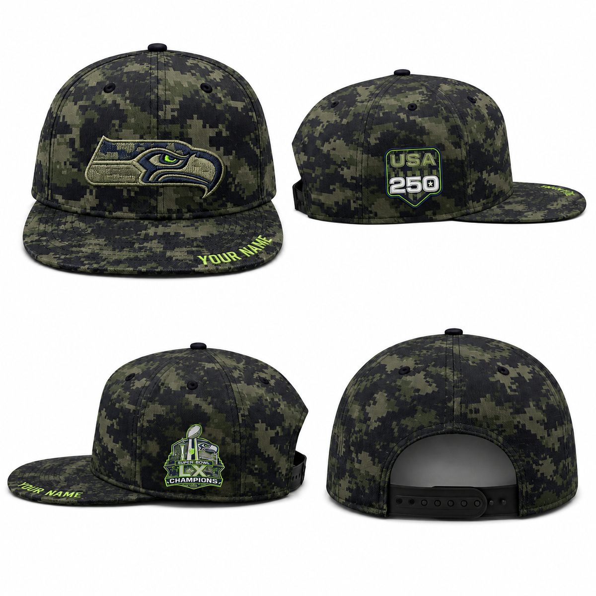 SEA Salute To Service Personalized Snapback Cap - Printed